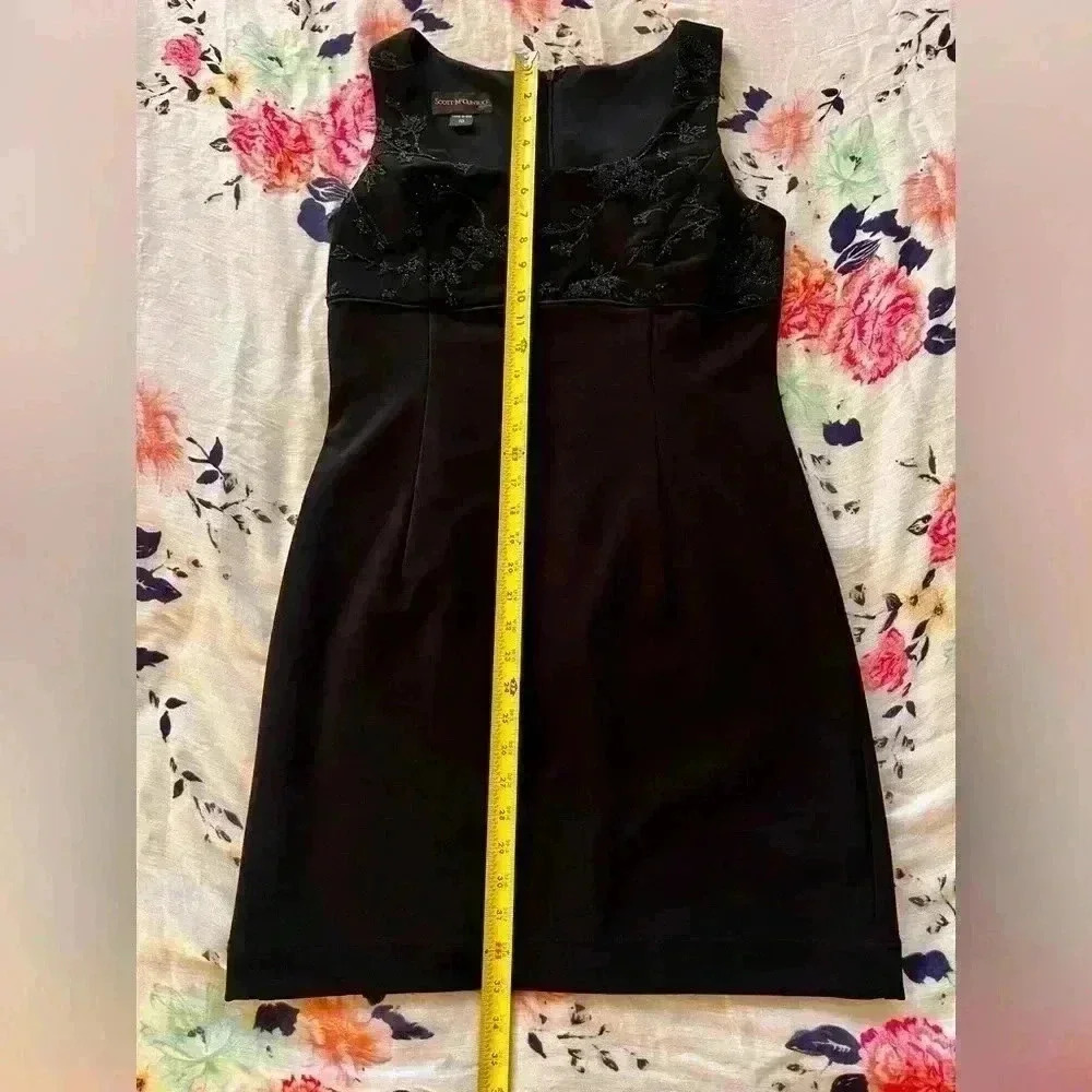 Scott McClintock Vintage 90’s Black Beaded Cocktail Dress Size 10P - Picture 4 of 11